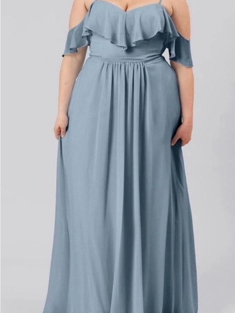 Plus Size Slate Blue Off-Shoulder Maxi Skirt